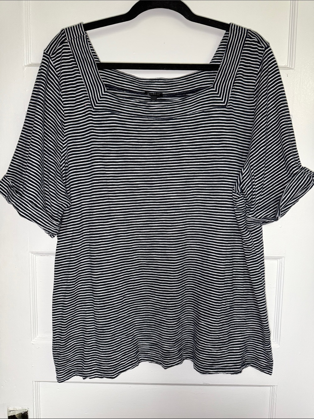 Talbots Black and White Striped Square-Neck Short Sleeve Tee Size 2X